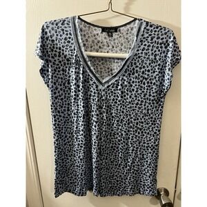 Midnight By Carole Hockman Pajama Shirt With Flutter Sleeves Size Large